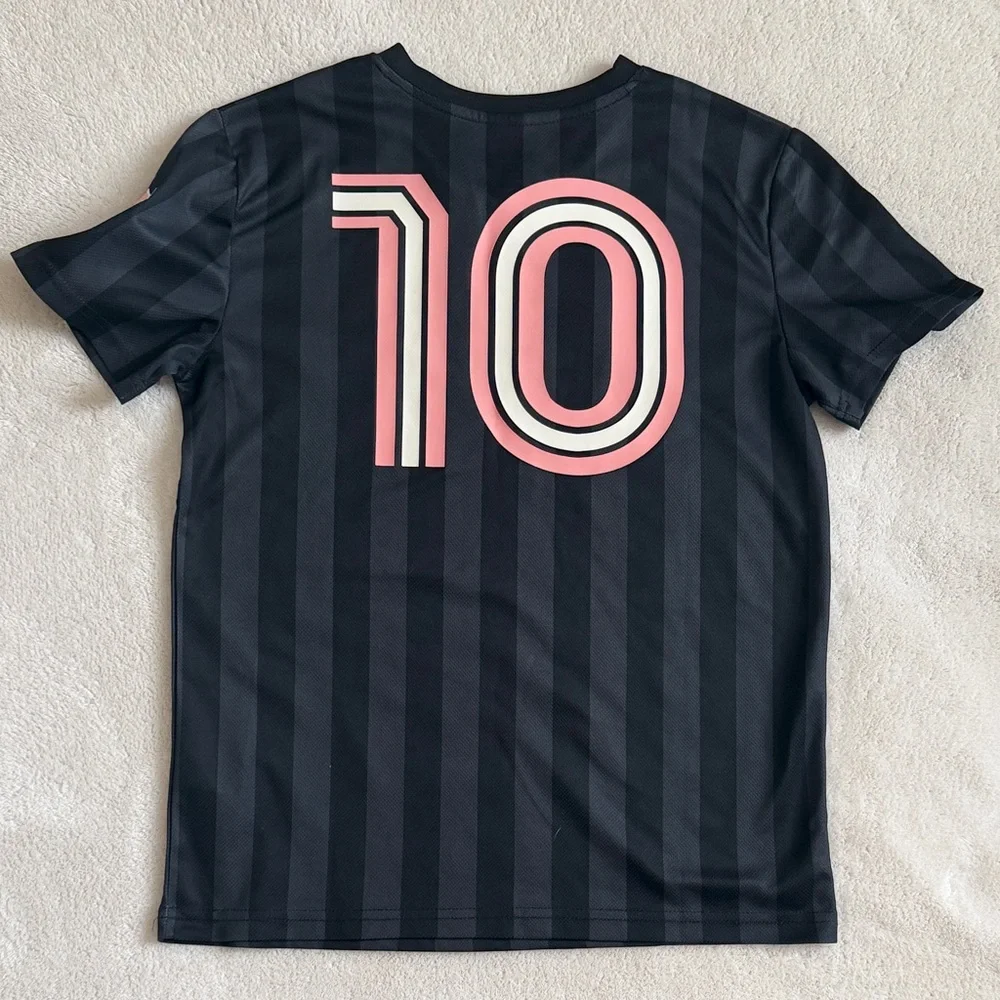 MESSi Kids Black Stripe Athletic Jersey with Pink Accent - Picture 3 of 4